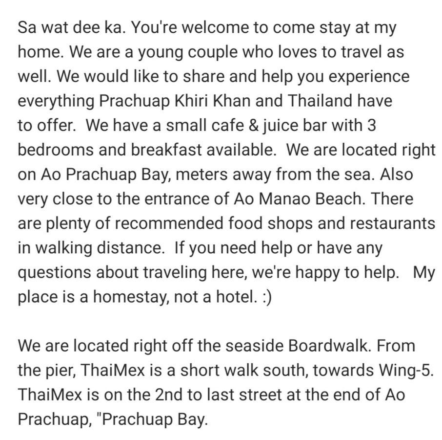 Thaimex Cafe & Homestay Backpackers- Adults Only Prachuap Khiri Khan Exterior foto